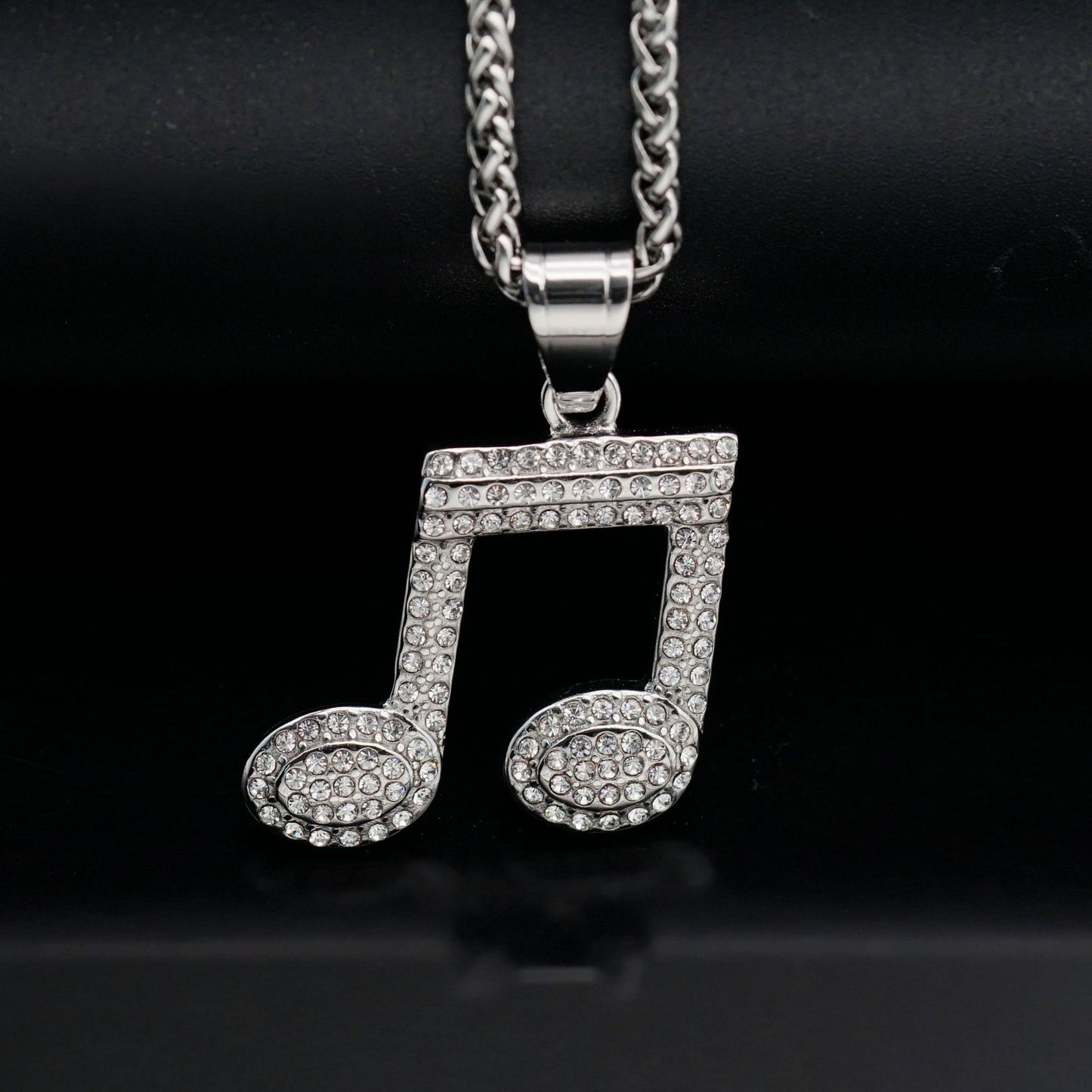 Planderful Everyday Genie Titanium Steel Music Note Necklace Unisex Pendant Trendy Zircon