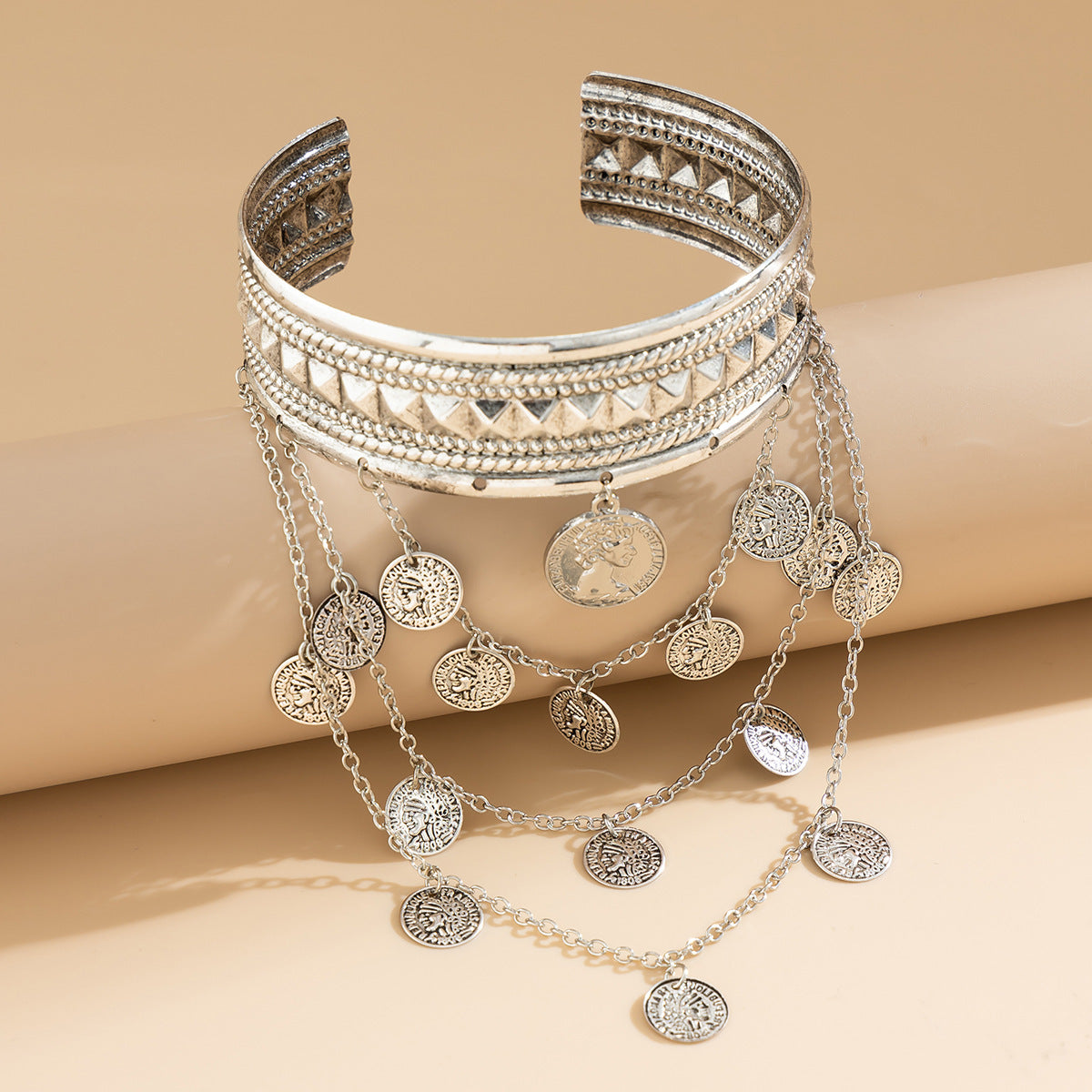 Denim Style Metal Co Fringed Arm Chain Ethnic Leaves Retro Arm Bracelet