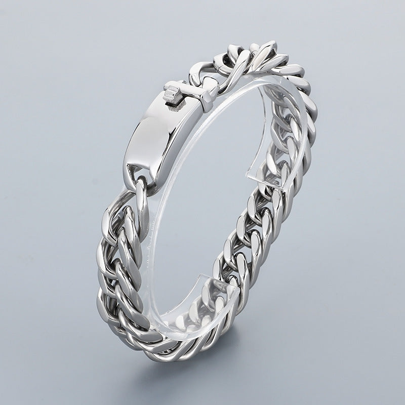 Titanium Steel – Punk 12mm Double Woven Four-Sided Grinding Cuban Chain Men's Stainless Bracelet