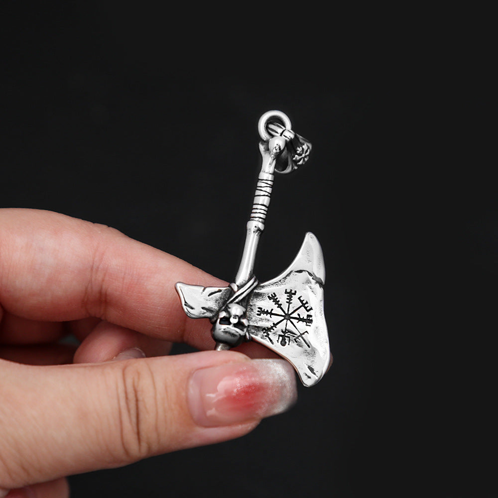 European And American Titanium Steel Viking Skull Pendant Necklace For Men