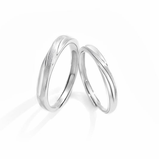 Planderful Everyday Genie – 925 Sterling Silver Twin Knot Couple Rings for Niche Light Luxury