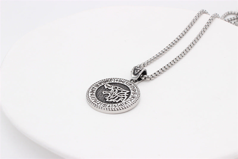 Planderful Viking Direwolf Pendant Necklace Titanium Steel Unisex Protection Statement Jewelry
