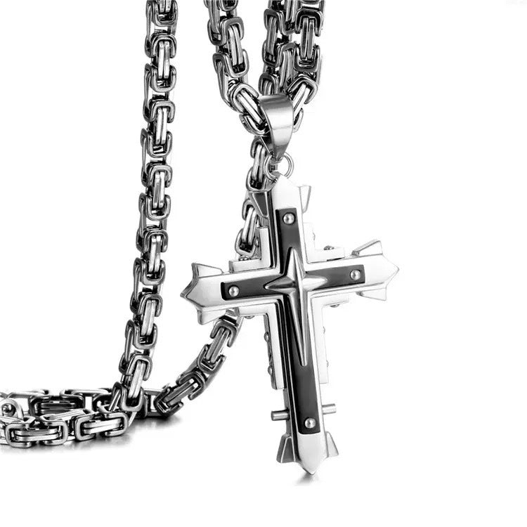 1. Planderful Stainless Steel Men's Cross Pendant Necklace Dark Knight Edition For Modern Style And Giftable Luxury