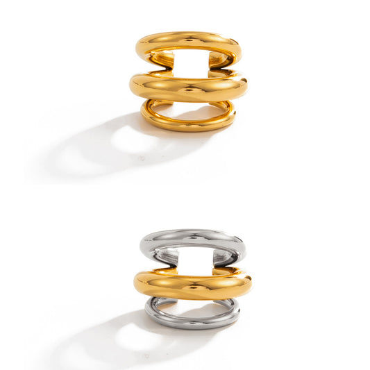 Planderful Vienna Verve Clip On Earrings Non Piercing Light Sensitive Geometric Ring Statement For Fashion Fans