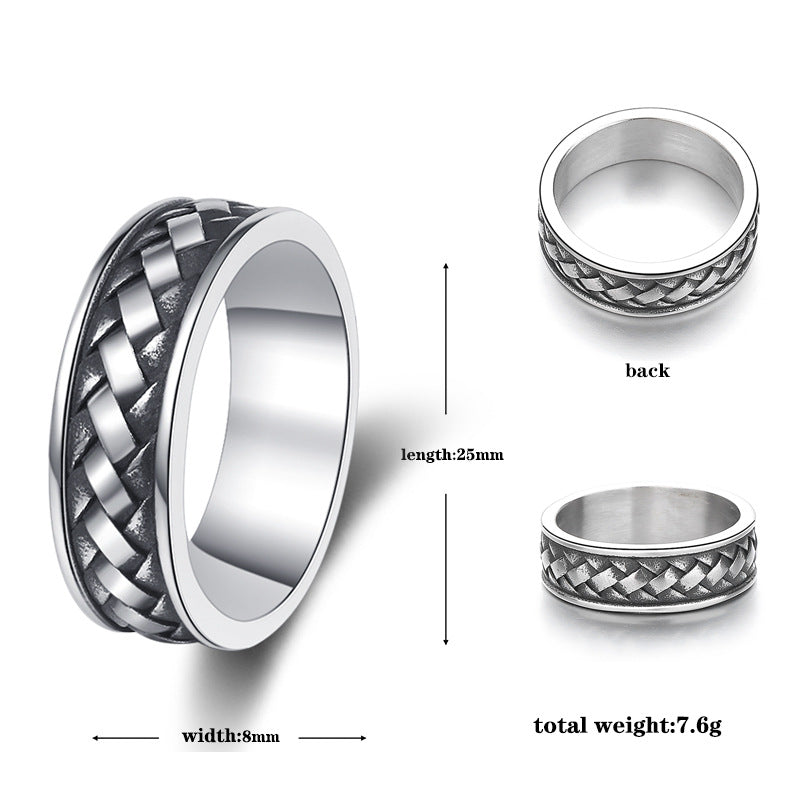 Titanium Steel Ring – Minimalist Braided Pattern