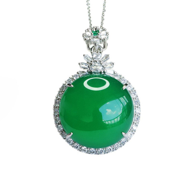 Green Chalcedony Peace Plaque Pendant — No Chain