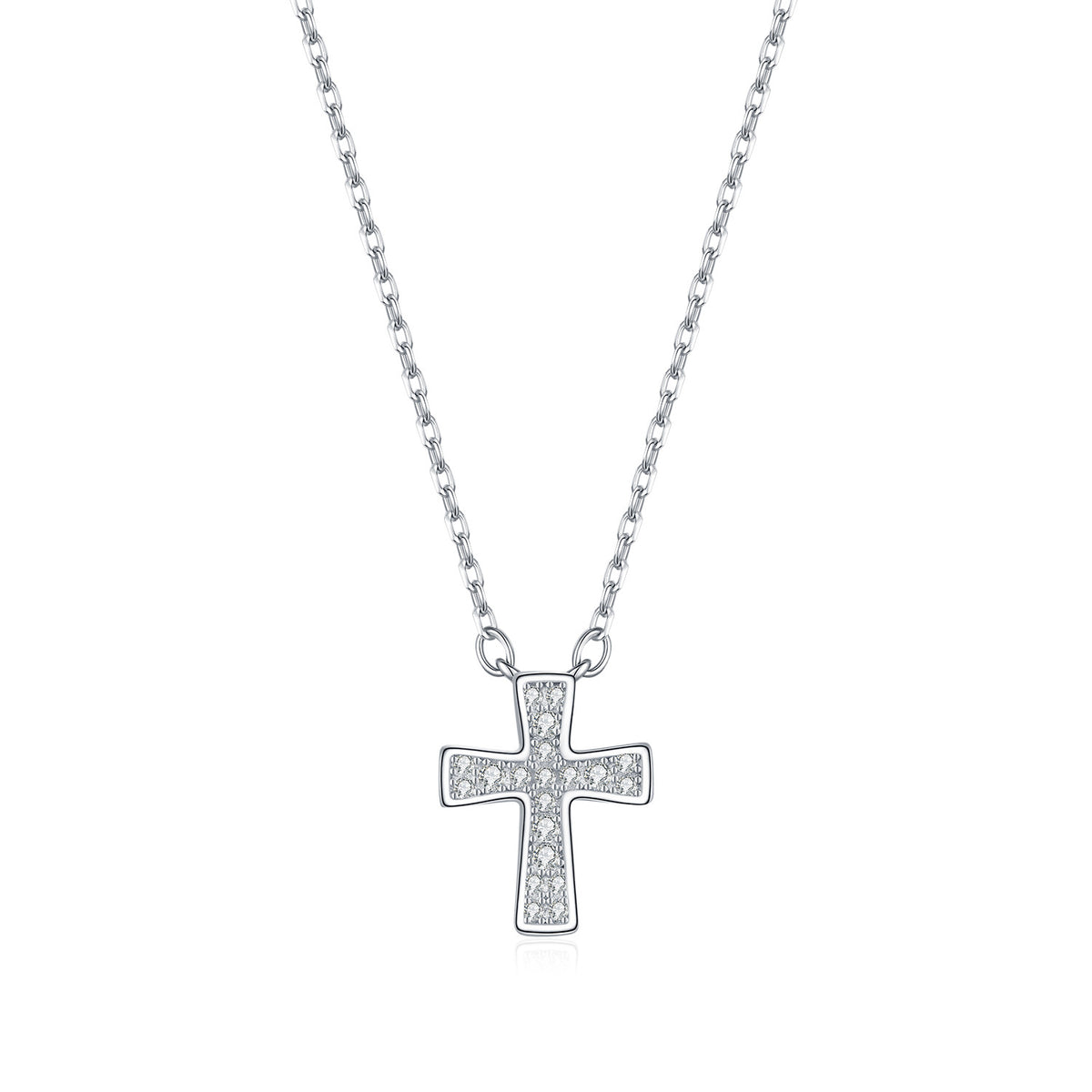925 Sterling Silver Cross Moissanite Necklace