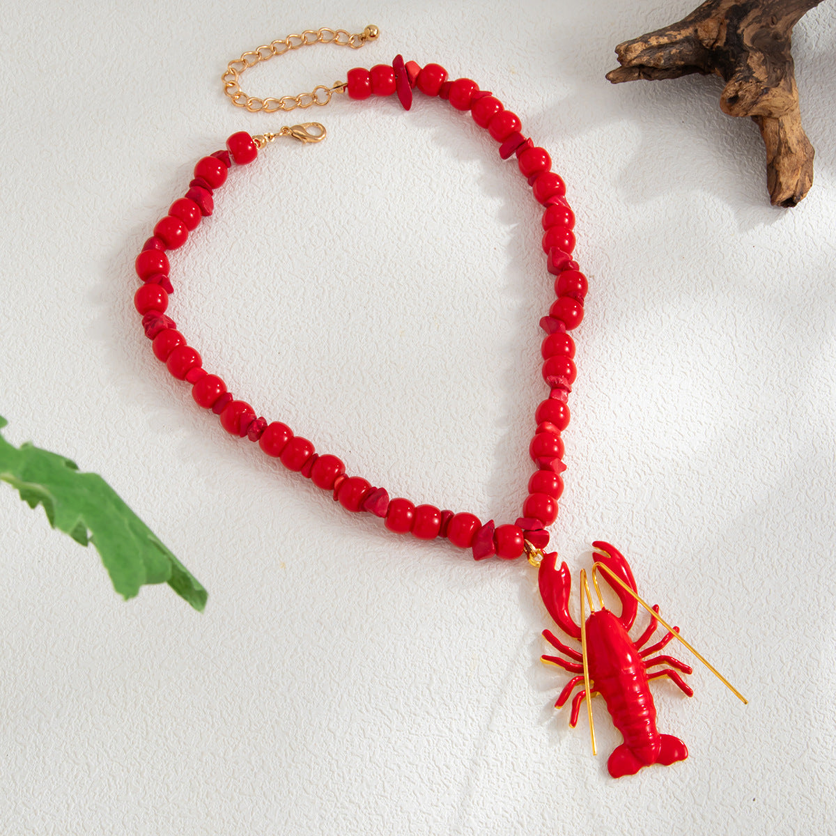 Crab & Lobster Beaded Pendant Necklace