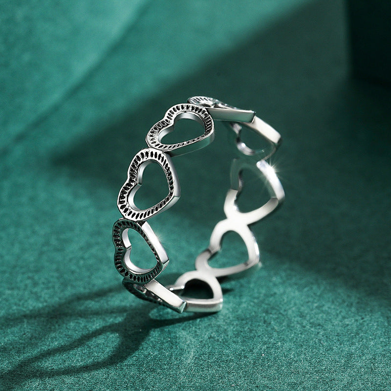 Full Circle Heart Love Sterling Silver Ring for Women - Zircon Gemstone