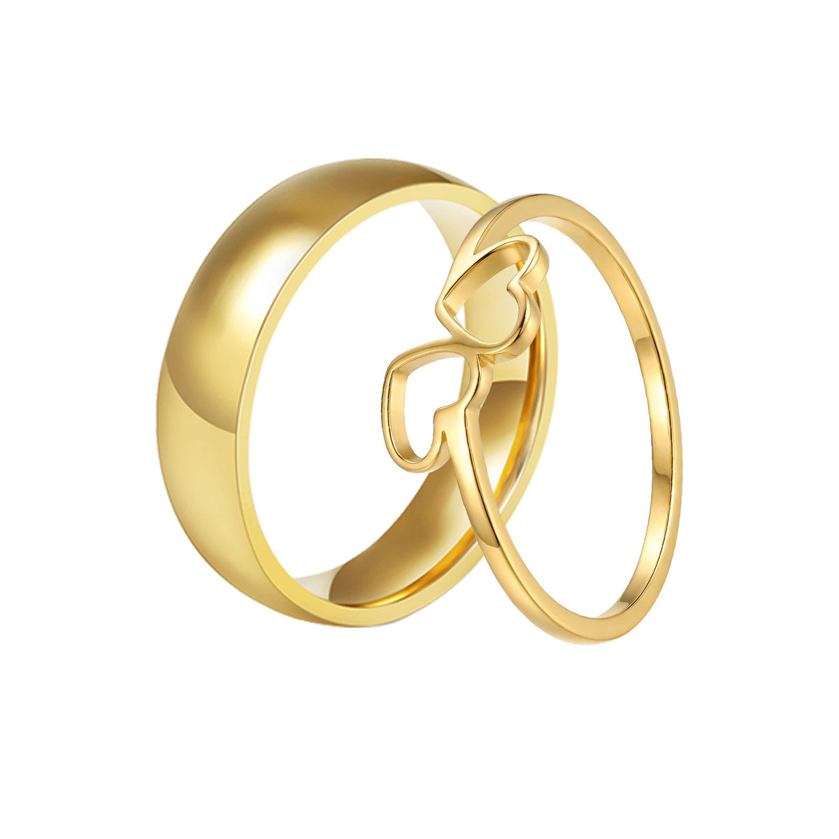 Couple Gift Stainless Steel Couple Ring Double Heart