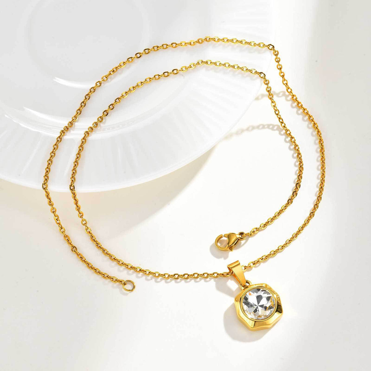Zircon Geometric Stainless Steel Pendant for Women
