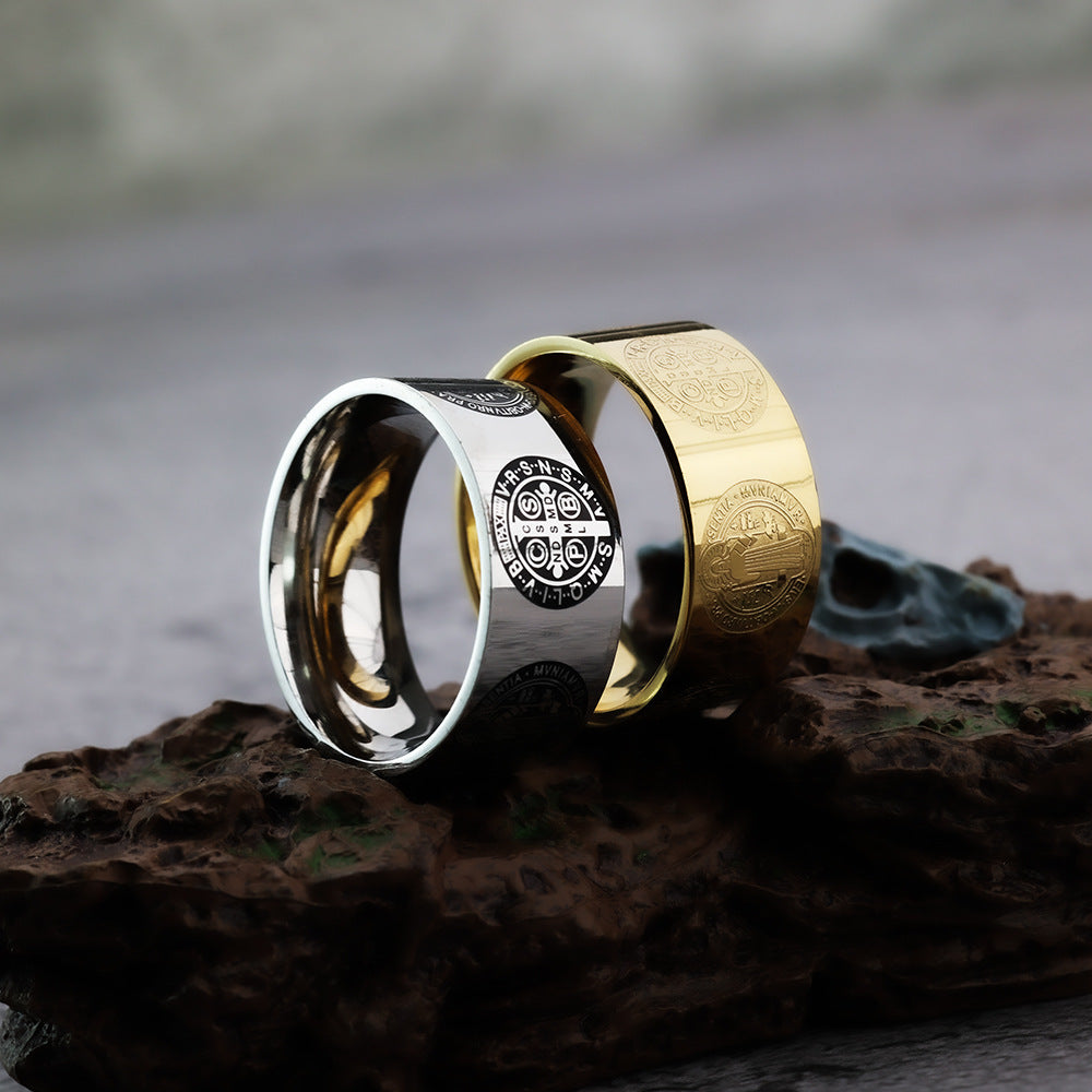 European And American Stainless Steel Ring Fashion Exorcism Cross Holy Book Men And Women Suitable Ring For Men