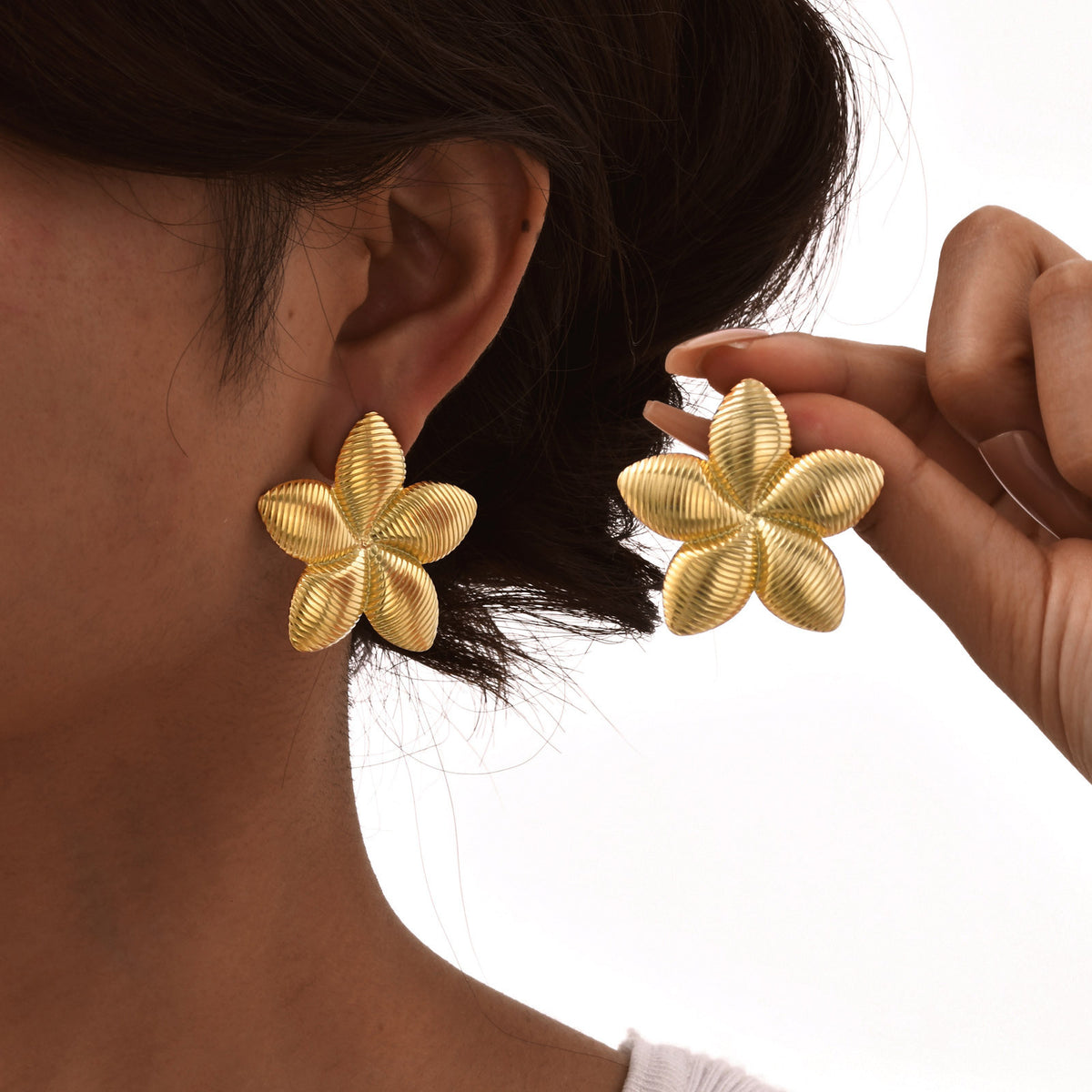 Stainless Steel Floral Earrings