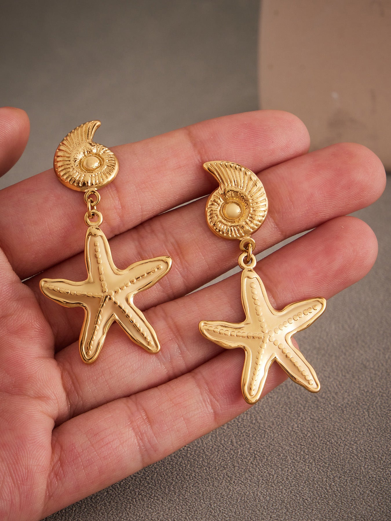 Planderful Ocean Style Sea Star Earrings Gold Plated For Her