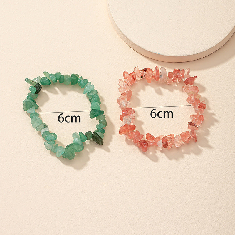 Colorful Summer Crystal Stone Bracelet Set - Boho Elastic Jewelry