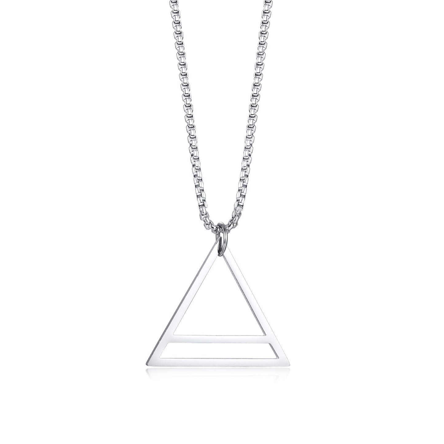 Simple Geometric Shape Stainless Steel Hollow Triangle Pendant Steel Color Men for Men