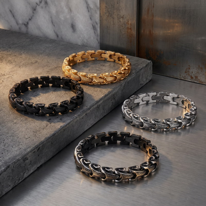 Keel Chain – Punk Style Vacuum Electroplated Keel Stainless Steel Men's Bracelet