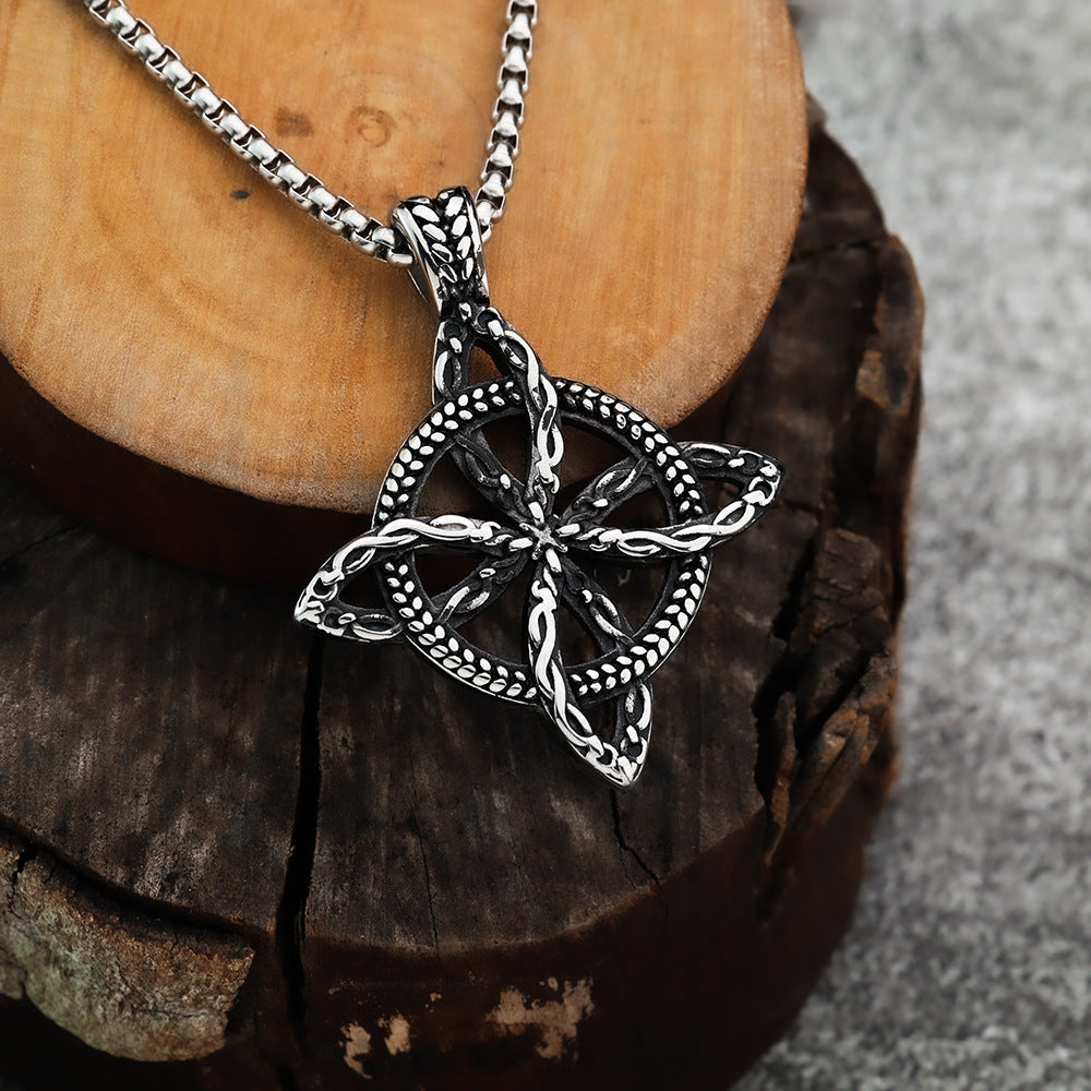 Cross-Border European and American Stainless Steel Celtic Eternal Knot Pendant Necklace for Men