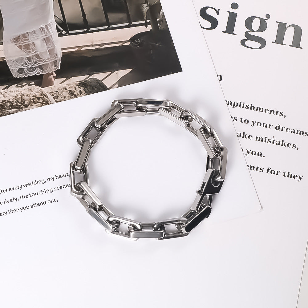 Square Titanium Steel Bracelet For Men Hip Hop Jewelry