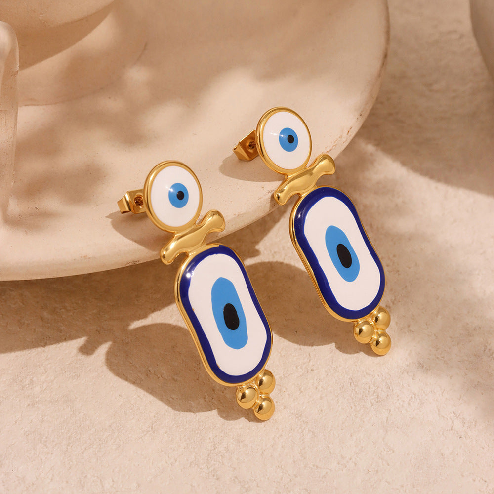 Planderful Devil Eye Earrings Blue Enamel For Her Gift