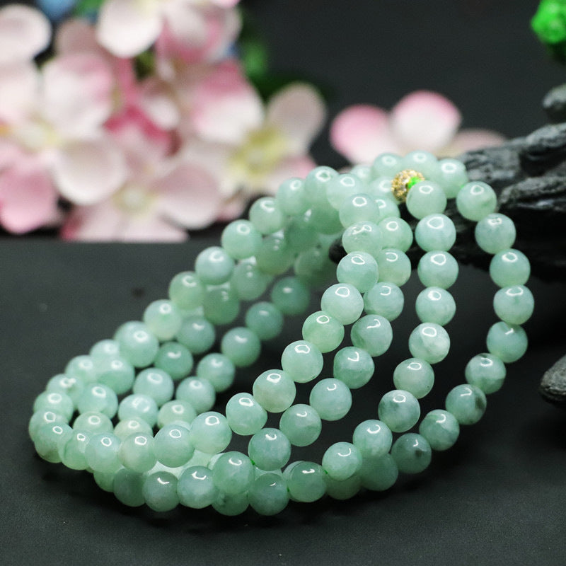 Natural Jade Necklace of Myanmar A Grade Beads Chain Jewelry