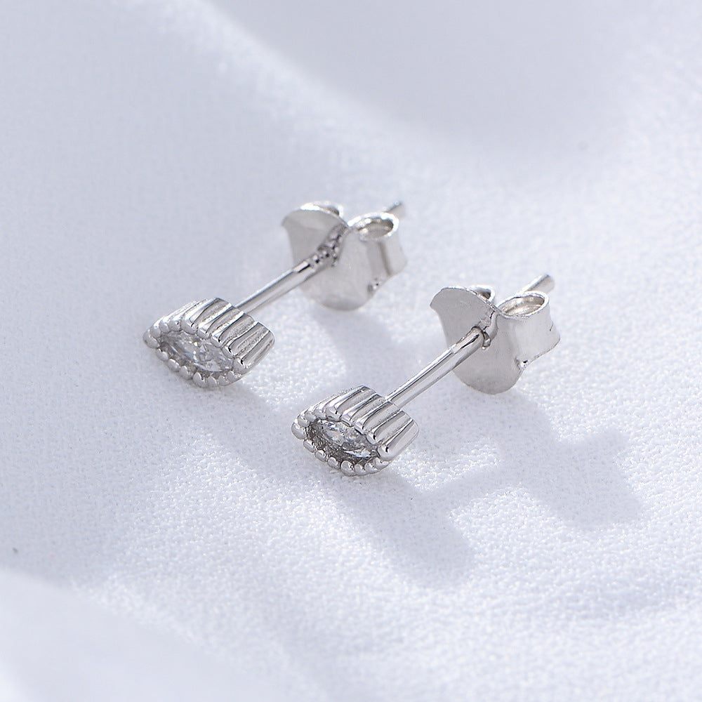 Small Fresh Zircon Stud Earrings Mini Sterling Silver Student Small Geometric Gold Earrings