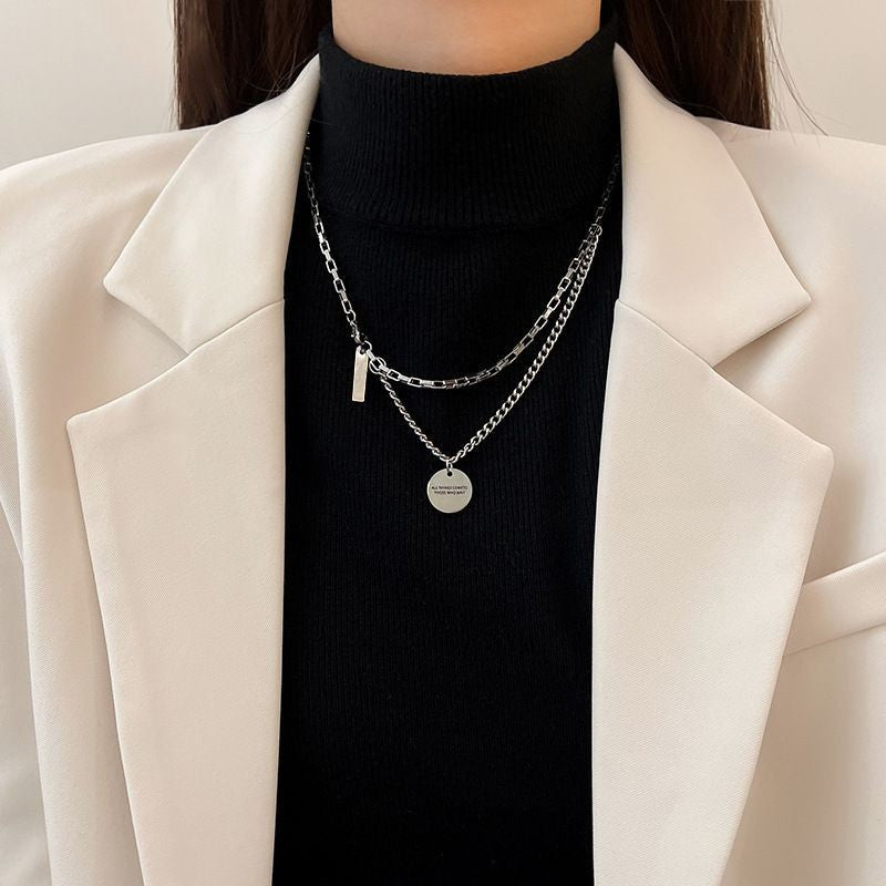 Planderful Jewelry Everyday Genie Men's Steel Necklace With Water Ripple Pendant Hip Hop Style