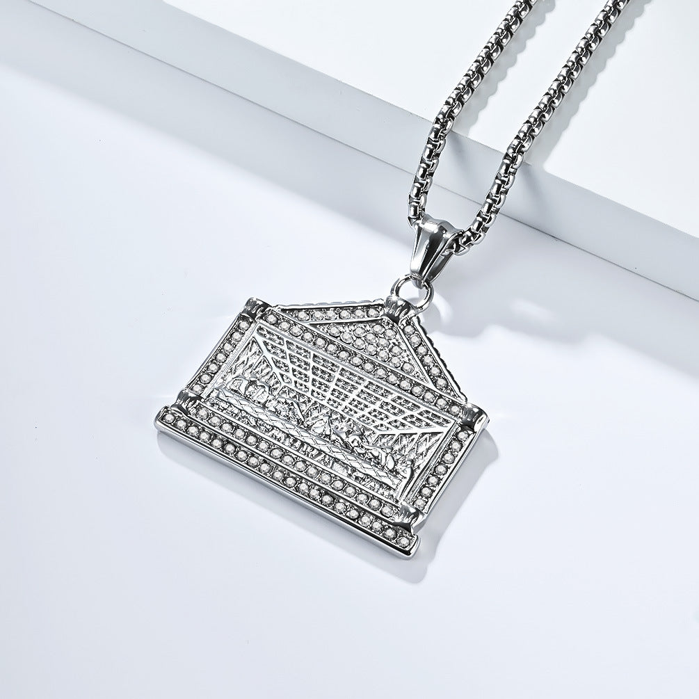 Planderful Hip Hop Necklace For Men Stainless Steel Zircon Pendant Everyday Genie Collection