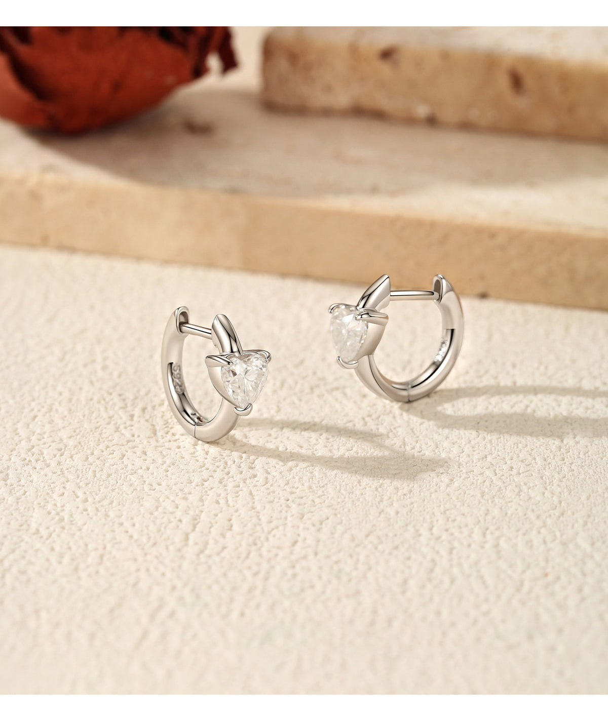925 Sterling Silver 0.50 ct Heart Moissanite Earrings