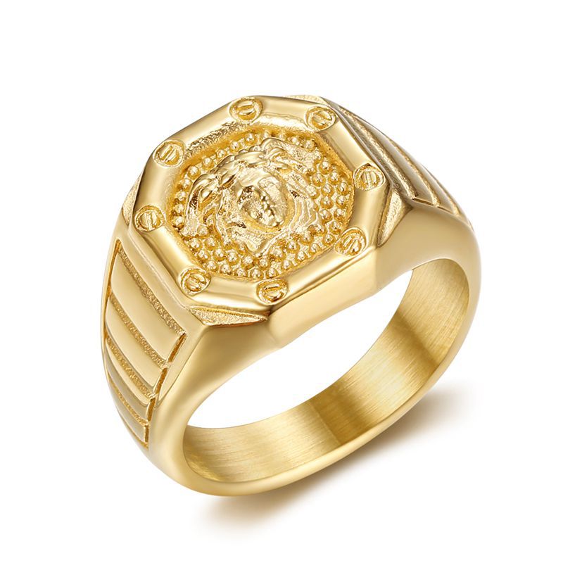 Planderful Everyday Genie Hip Hop Inspired Greek Mythology Mens Ring Titanium Steel Gold Plated