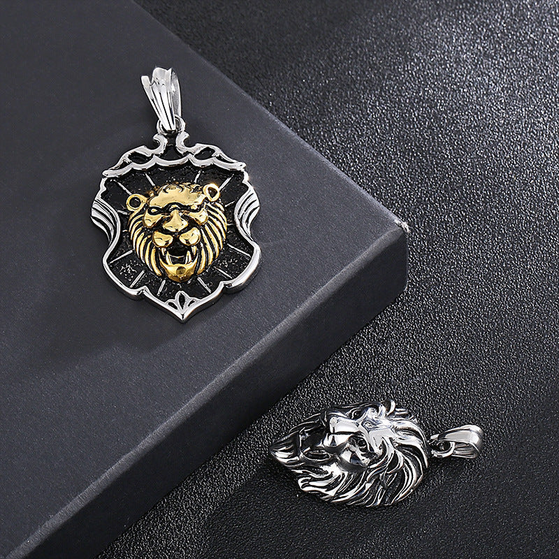 Titanium Steel Lion Head Necklace for Men – Bold European and American Street Style