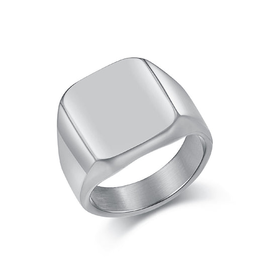 Planderful Tungsten Ring For Men Premium Smooth Square Seal Durable Gold Tone High End Jewelry