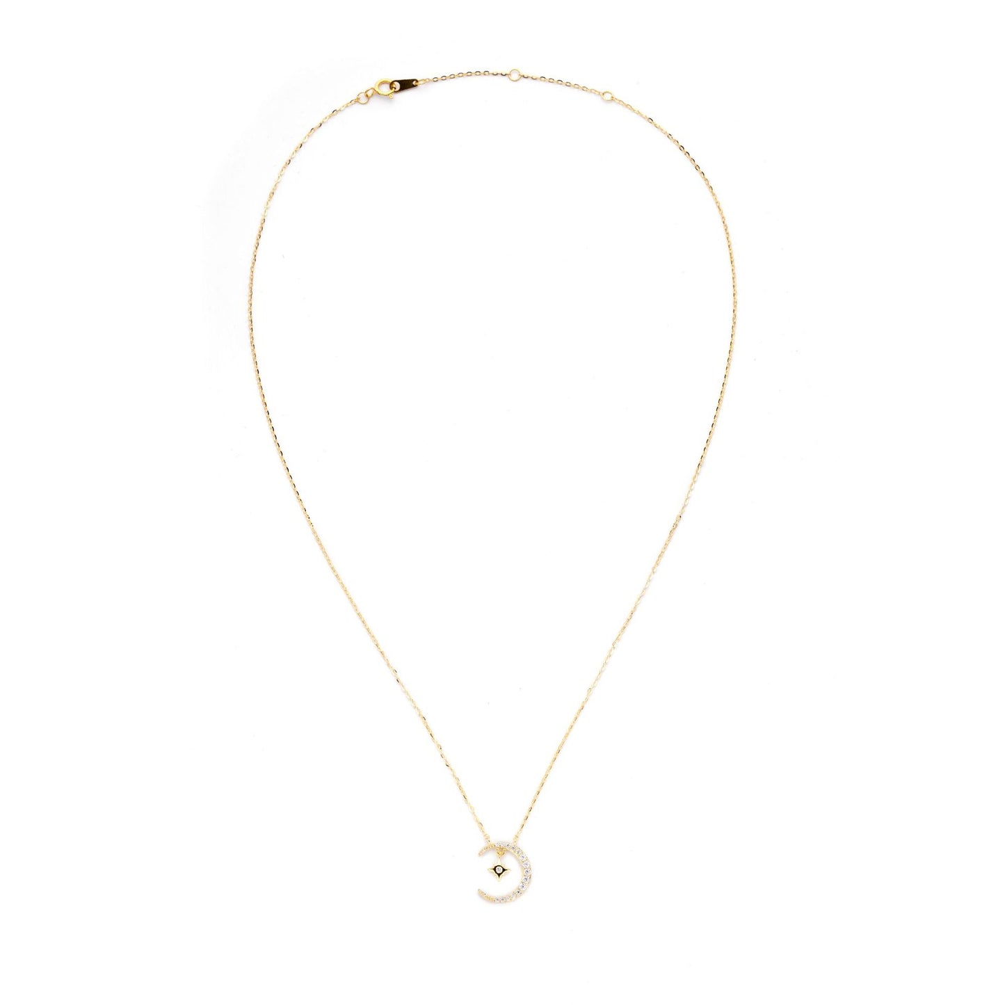 New Star and Moon Necklace Women's High-End 925 Jewelry