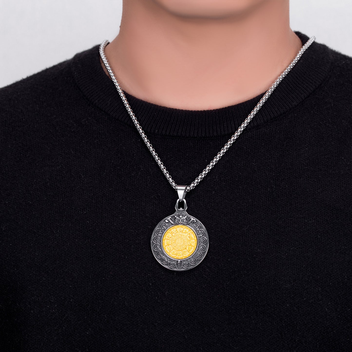 Steel Necklace – Vintage Bagua Pendant For Men