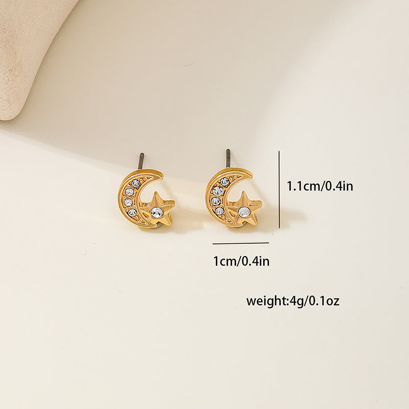 Planderful Vienna Verve Earrings – Elegant Metal Star Moon Design