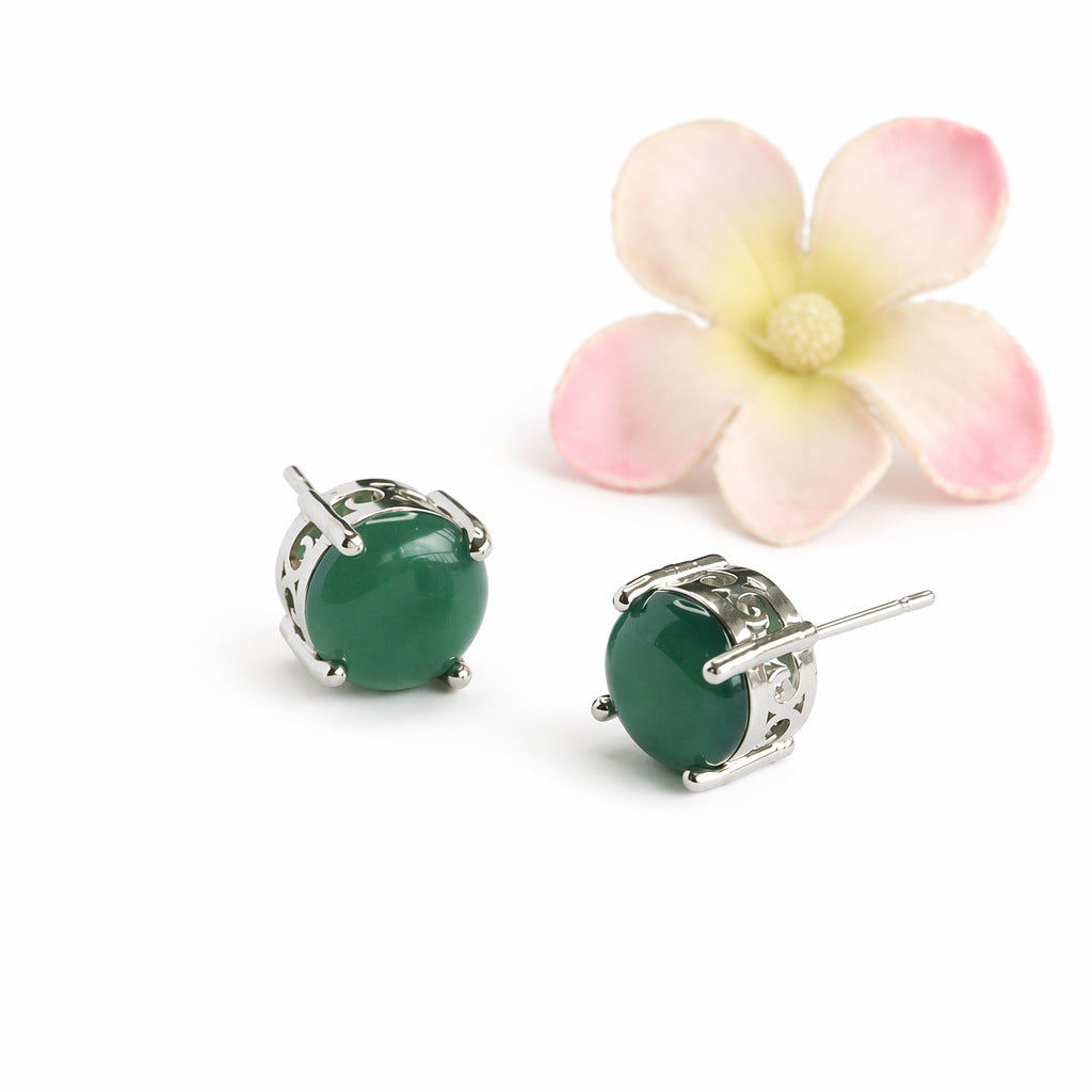 Blue-Water Jadeite Stud Earrings