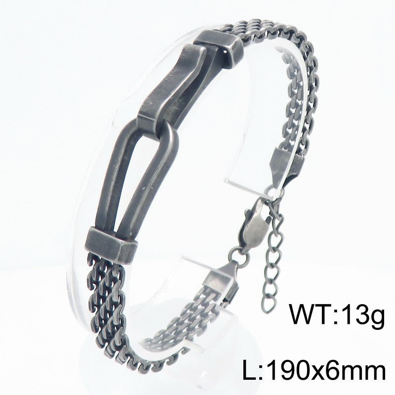 Hip-Hop Bracelet – Niche Design Horseshoe Curved Mesh Chain Stainless Steel Unisex