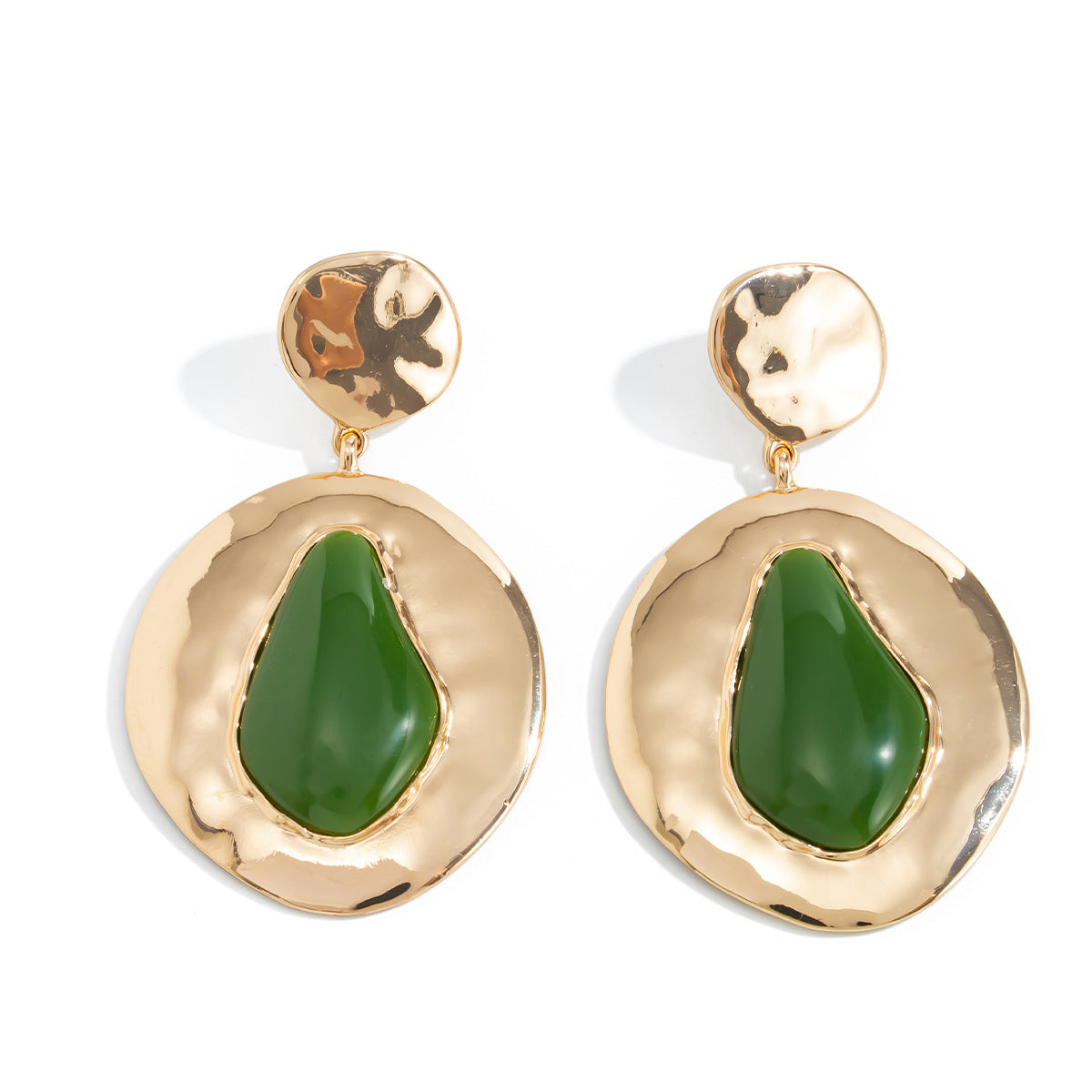 Planderful Gem Pendant Earrings Hong Kong Style Irregular Water Drop Retro Statement Jewelry For Fashionable Women