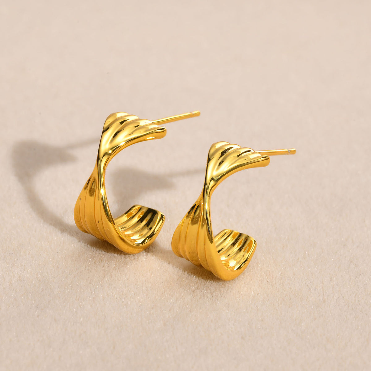 Modern Gold-Tone Stainless Steel Earrings