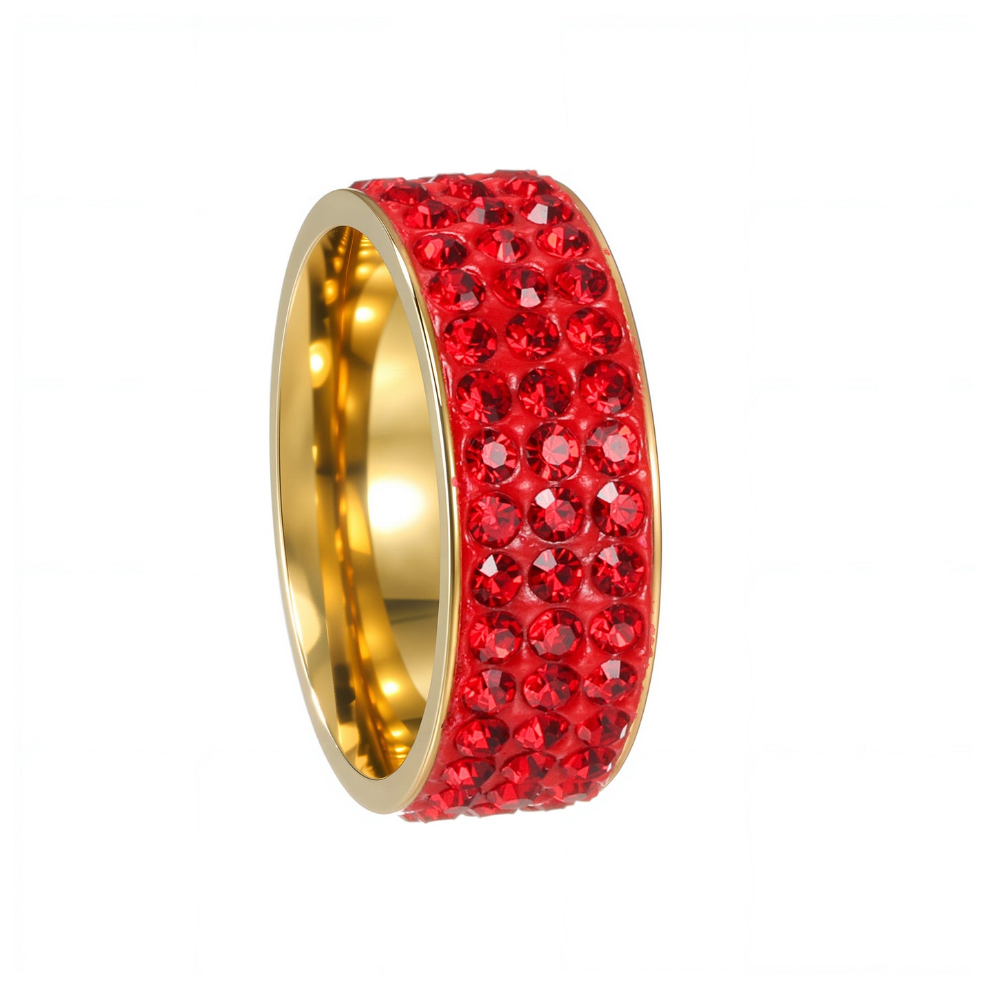 Planderful Titanium Steel 3 Row Zircon Couple Ring For Men