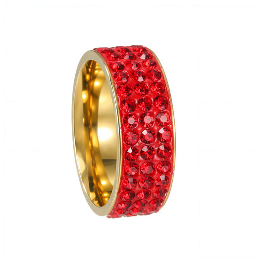 Planderful Titanium Steel 3 Row Zircon Couple Ring For Men