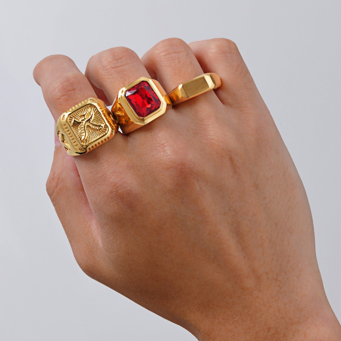 Planderful Eagle Ring 18K Gold Plated Stainless For Men