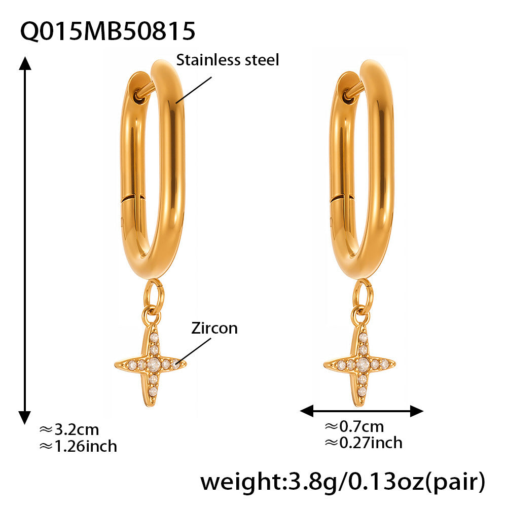 Planderful Zircon Cross Earrings Gold Plated Everyday Genie