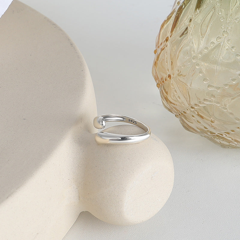 Simple Geometric Polished Opening Sterling Silver Ring
