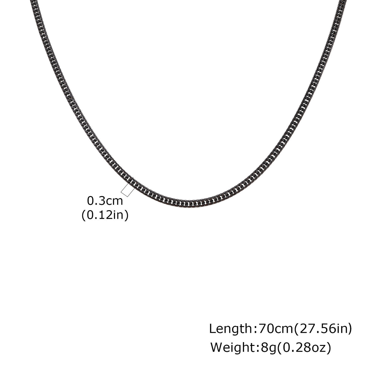 Unisex Stainless Steel Encrypted Four-Sided Grinding Chain Necklace Gold