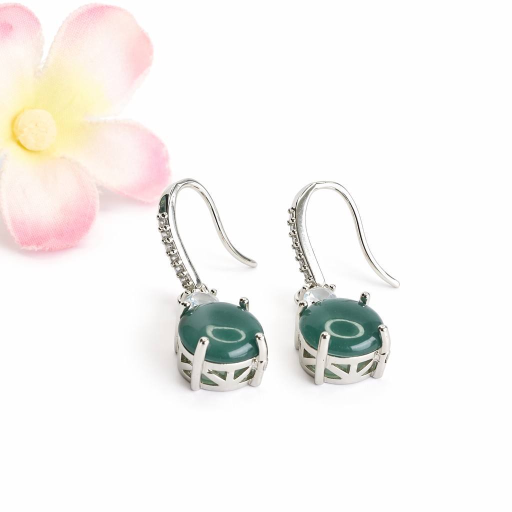 Blue-Water Jadeite Hook Earrings