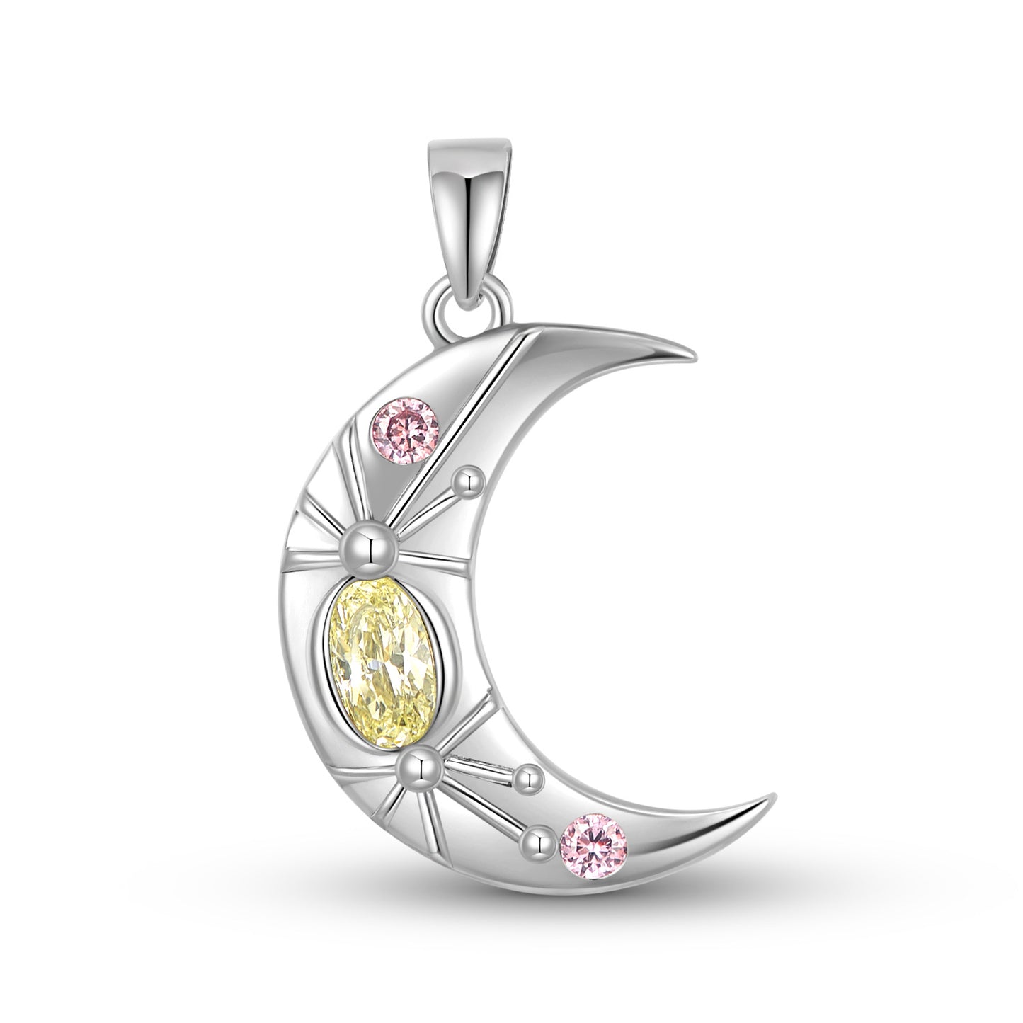 Planderful Everyday Genie – Creative Gothic Vintage Moon Necklace S925 Sterling Silver Inlaid Ice Flower Cut High Carbon Zircon Necklace Jewelry Chain