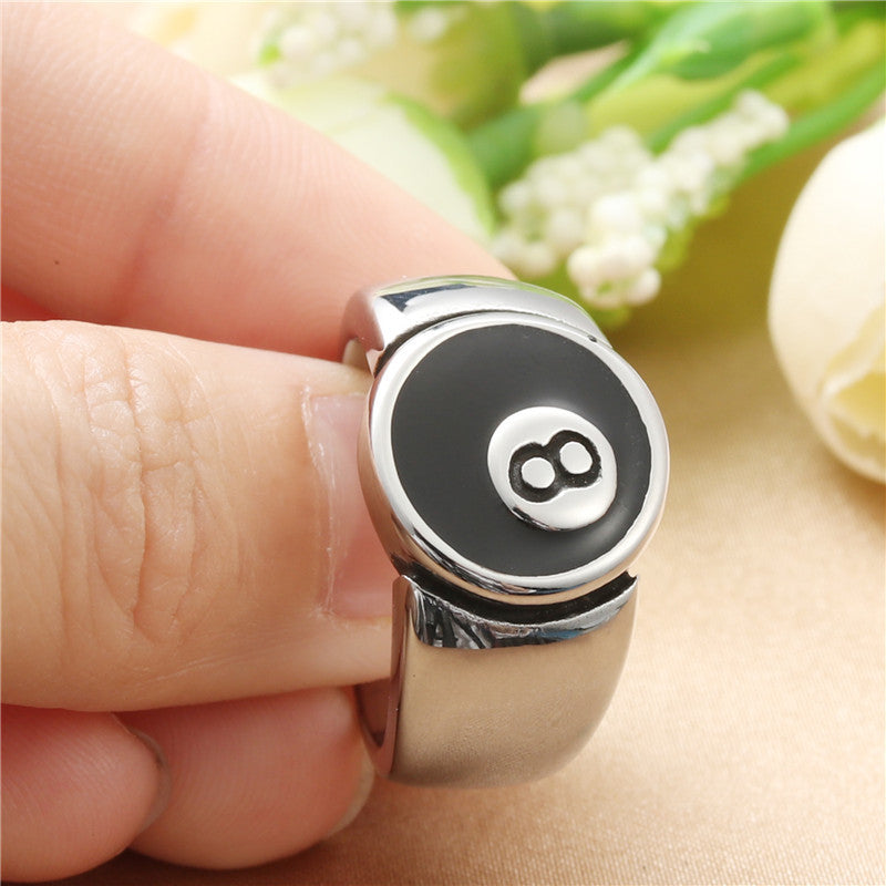 Retro Titanium Steel Billiard 8 Ring for Men and Women - Trendy Stainless Steel Accessory