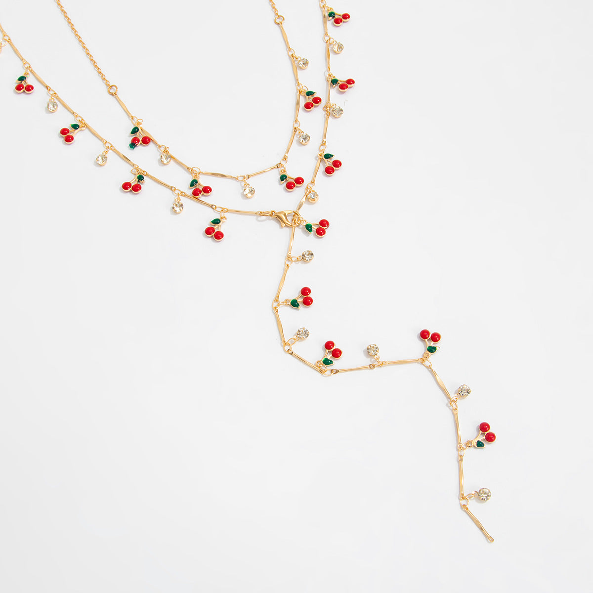 Cherry Pendant Y-Shaped Fringe Necklace