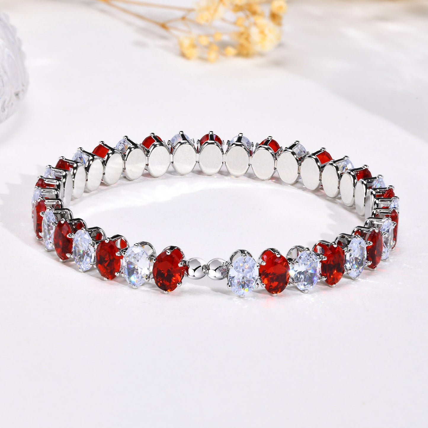 Openable Bracelet Female Gold Copper Colored Oval Zircon Jewelry Wholesale